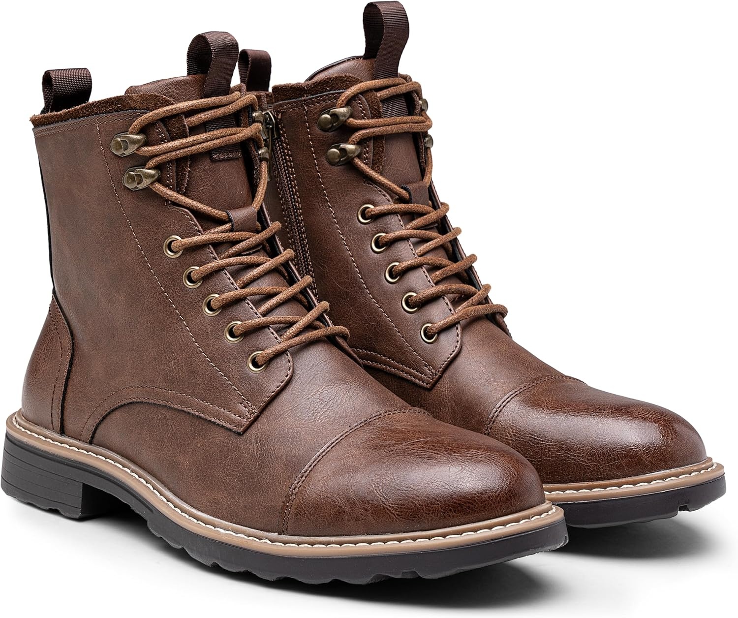 image:imageVostey Mens Boots Motorcycle Casual Boots for Men Zipper Fashion Chukka Boots MensBmy8049brown