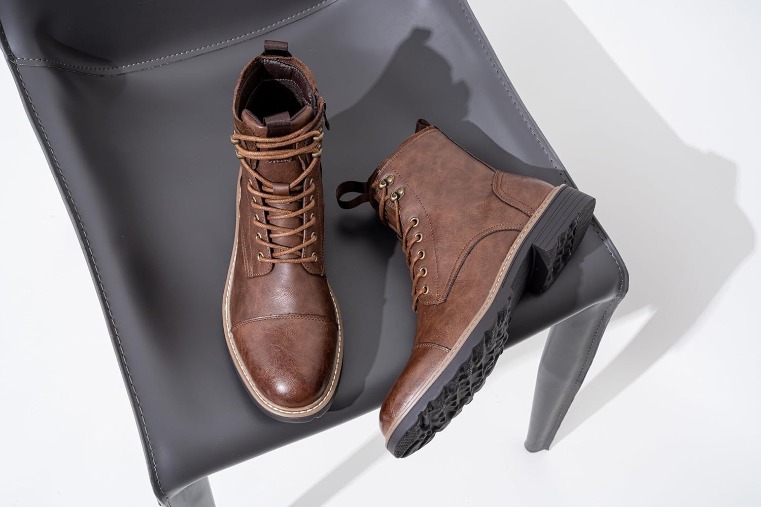 image:imageVostey Mens Boots Motorcycle Casual Boots for Men Zipper Fashion Chukka Boots MensBmy8049brown