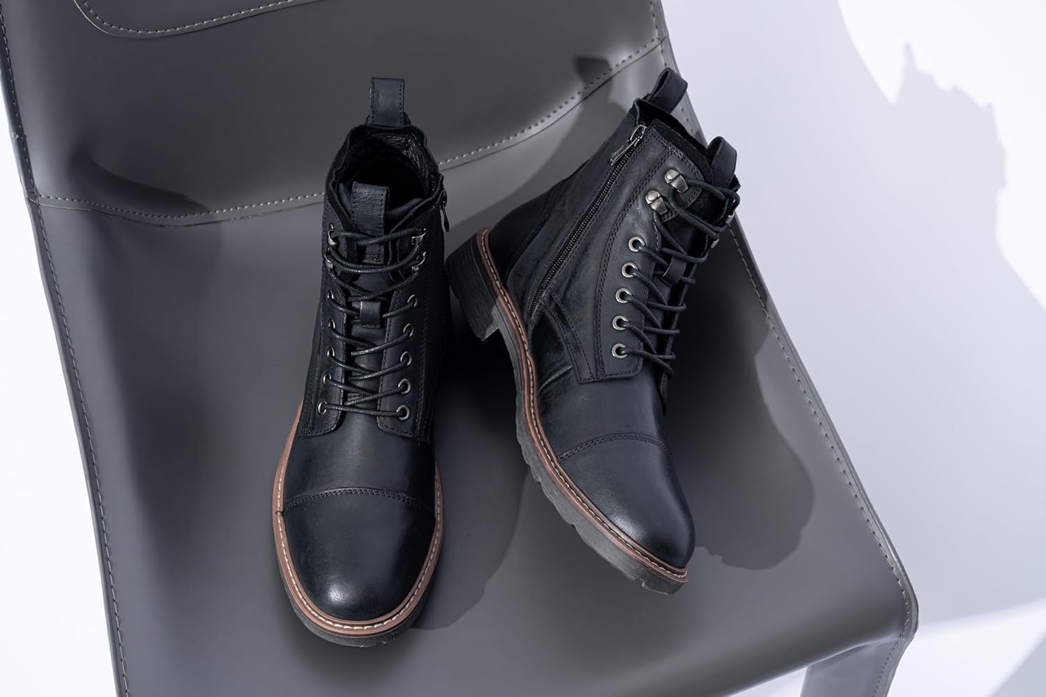 image:imageVostey Mens Boots Motorcycle Casual Boots for Men Zipper Fashion Chukka Boots MensBmy8210black