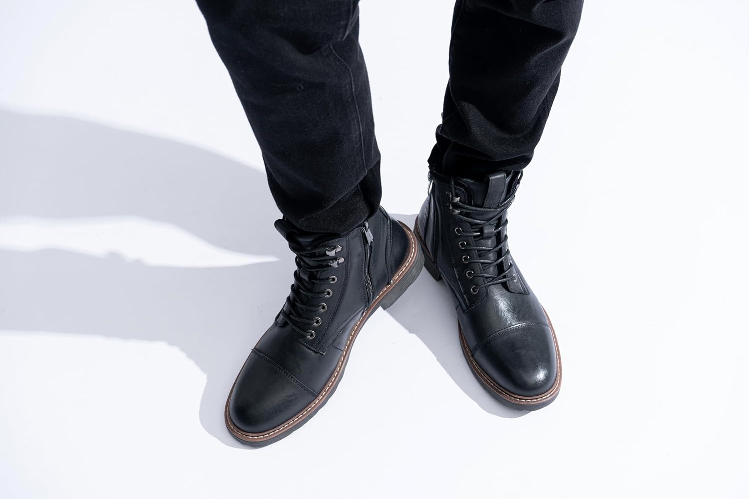 image:imageVostey Mens Boots Motorcycle Casual Boots for Men Zipper Fashion Chukka Boots MensBmy8210black