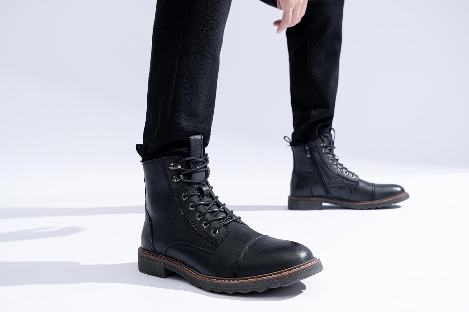 image:imageVostey Mens Boots Motorcycle Casual Boots for Men Zipper Fashion Chukka Boots MensBmy8210black