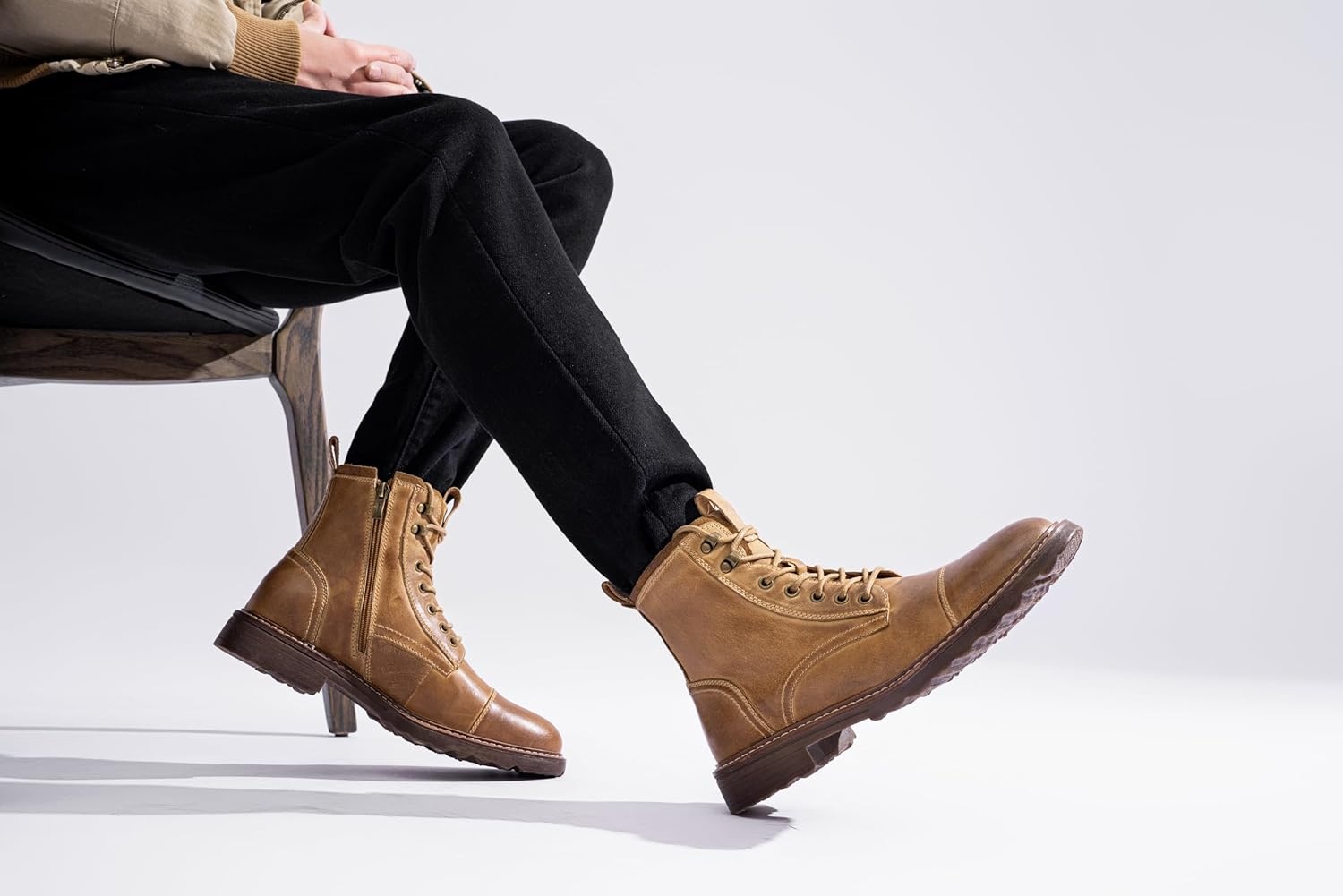 image:imageVostey Mens Boots Motorcycle Casual Boots for Men Zipper Fashion Chukka Boots MensBmy8210brown