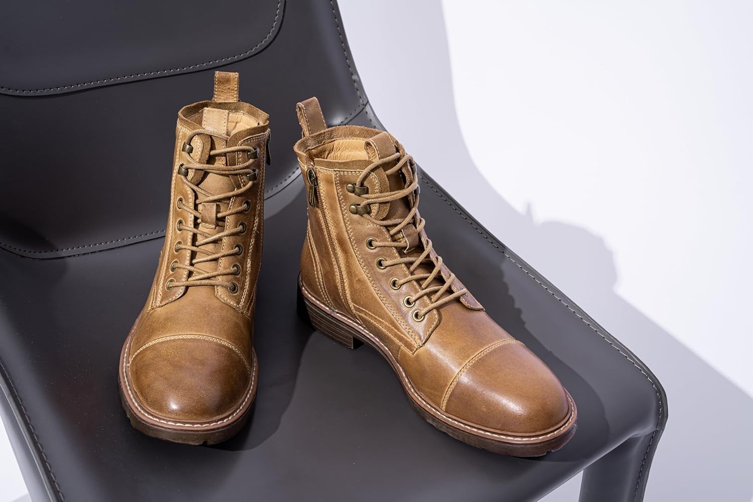 image:imageVostey Mens Boots Motorcycle Casual Boots for Men Zipper Fashion Chukka Boots MensBmy8210brown