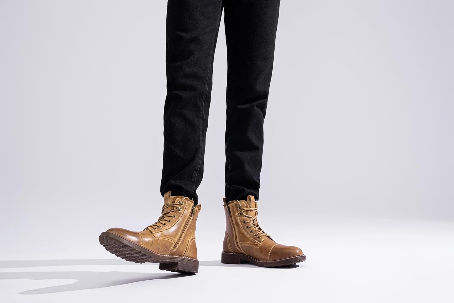 image:imageVostey Mens Boots Motorcycle Casual Boots for Men Zipper Fashion Chukka Boots MensBmy8210brown