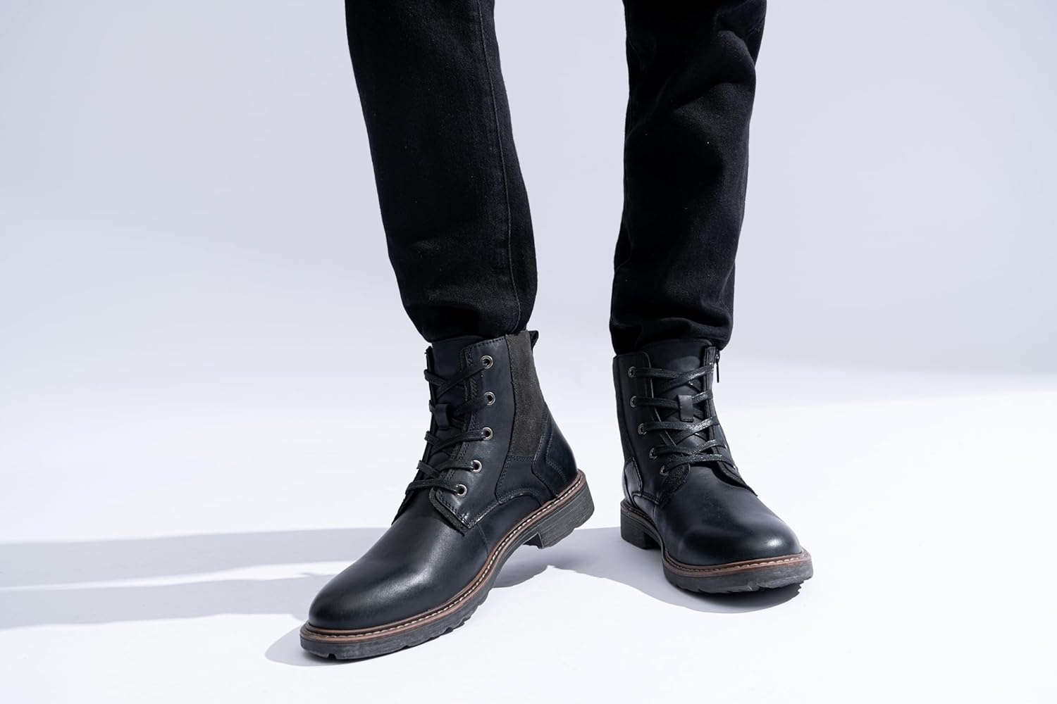 image:imageVostey Mens Boots Motorcycle Casual Boots for Men Zipper Fashion Chukka Boots MensBmy8211black