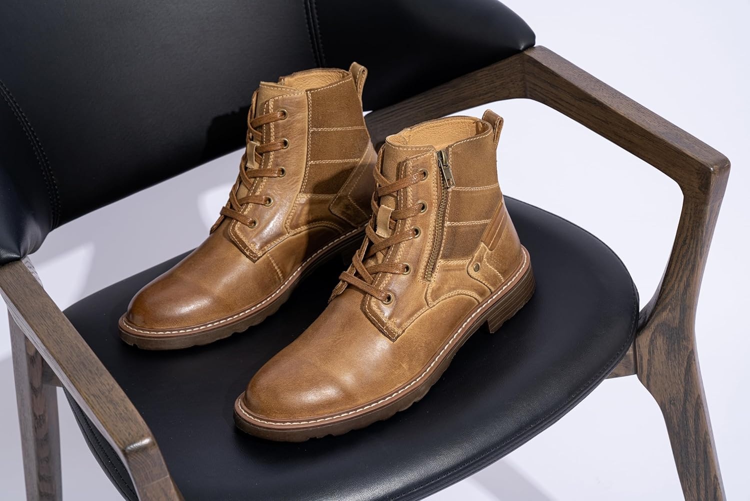 image:imageVostey Mens Boots Motorcycle Casual Boots for Men Zipper Fashion Chukka Boots MensBmy8211brown