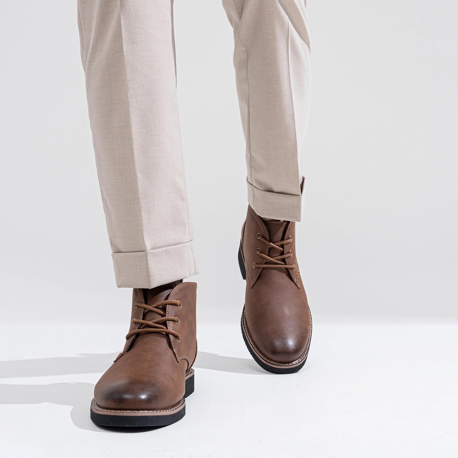 image:imageVostey Mens Chukka Boots Classic Casual Ankle Boots for Men Dress Shoes LaceUp8045 New Darkbrown