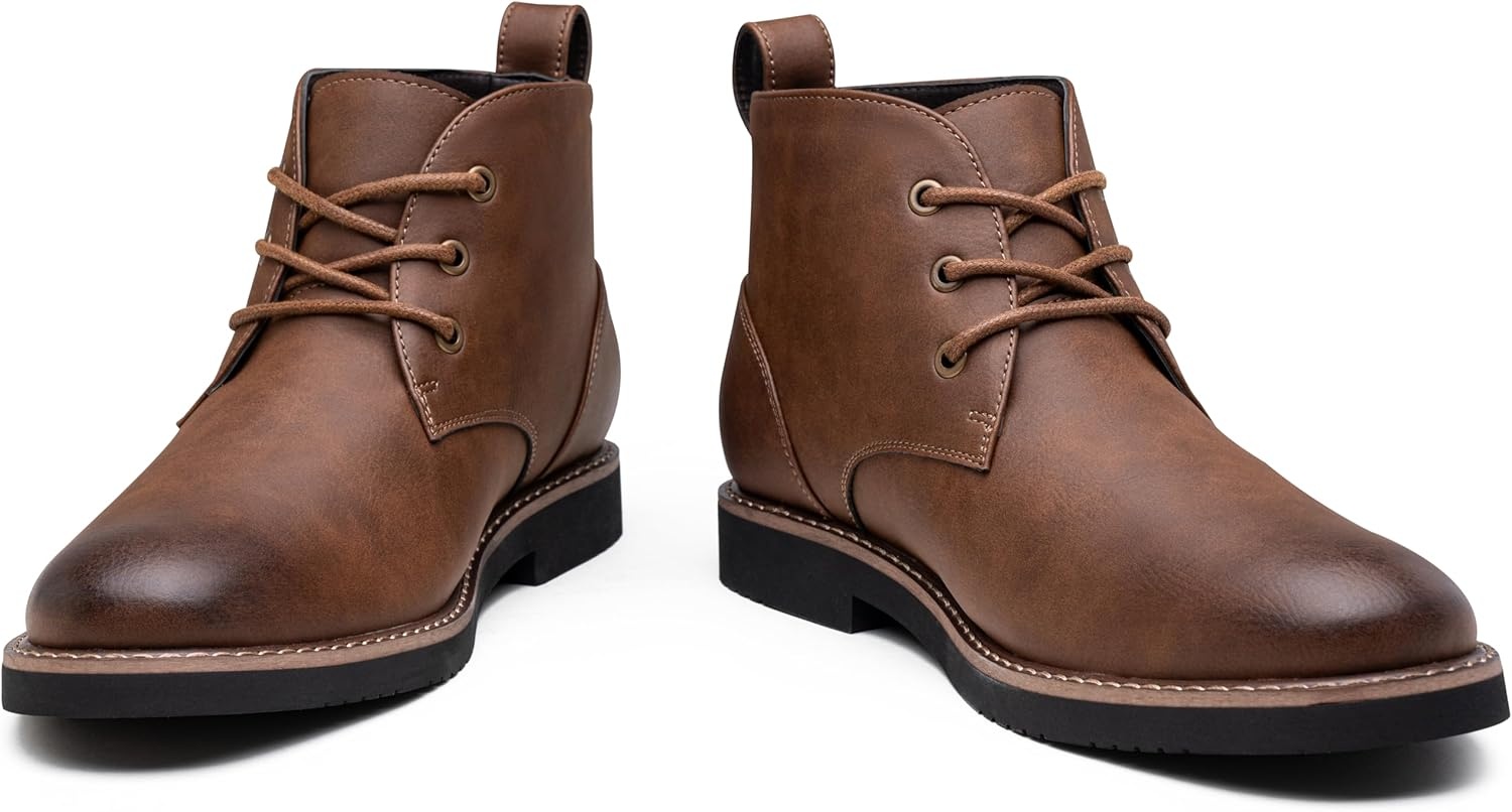 image:imageVostey Mens Chukka Boots Classic Casual Ankle Boots for Men Dress Shoes LaceUp8045 New Darkbrown