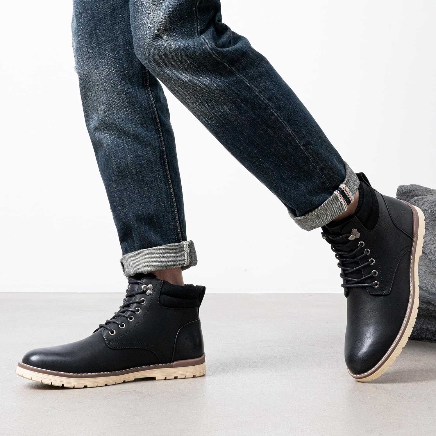 image:imageVostey Mens Hiking Boots Motorcycle Casual Chukka Boots for MenBmy670bblackcotton