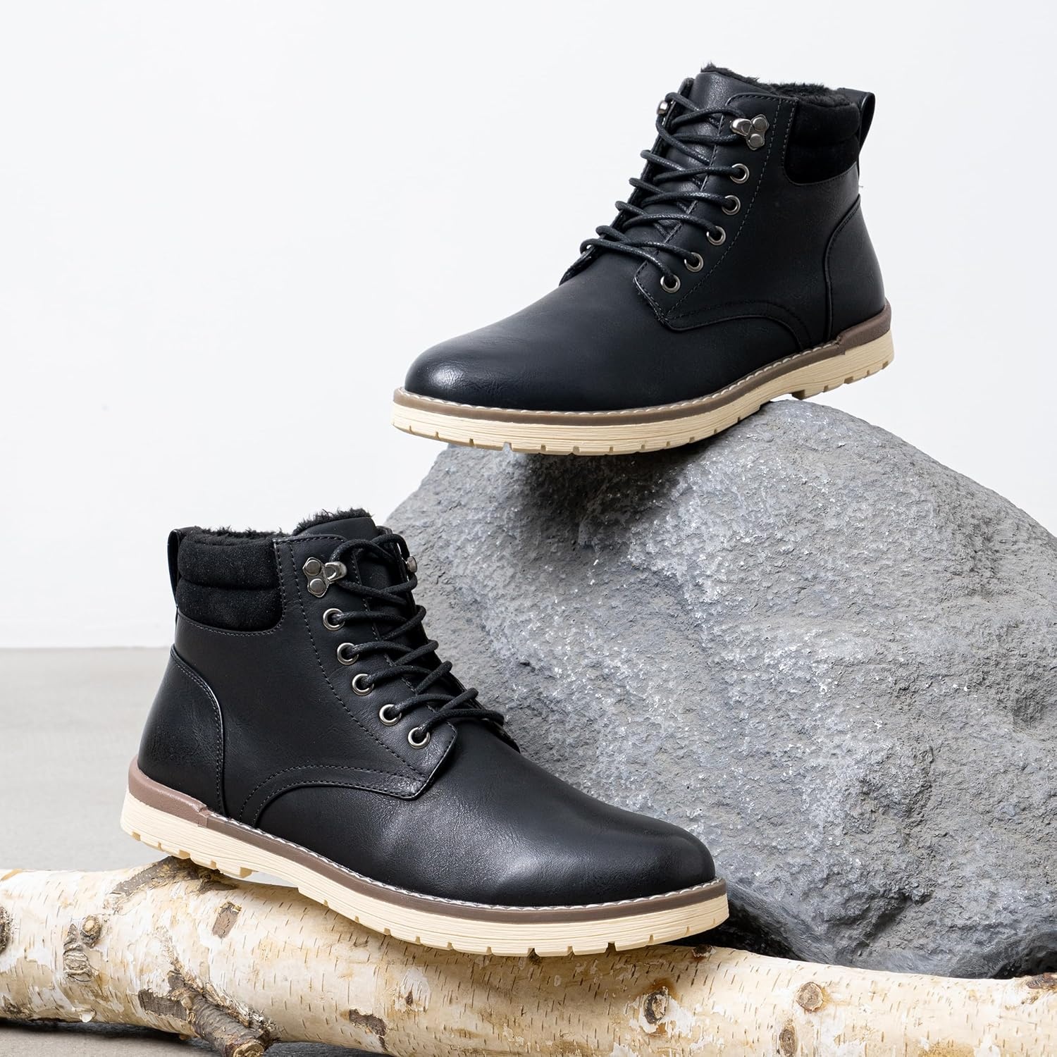 image:imageVostey Mens Hiking Boots Motorcycle Casual Chukka Boots for MenBmy670bblackcotton