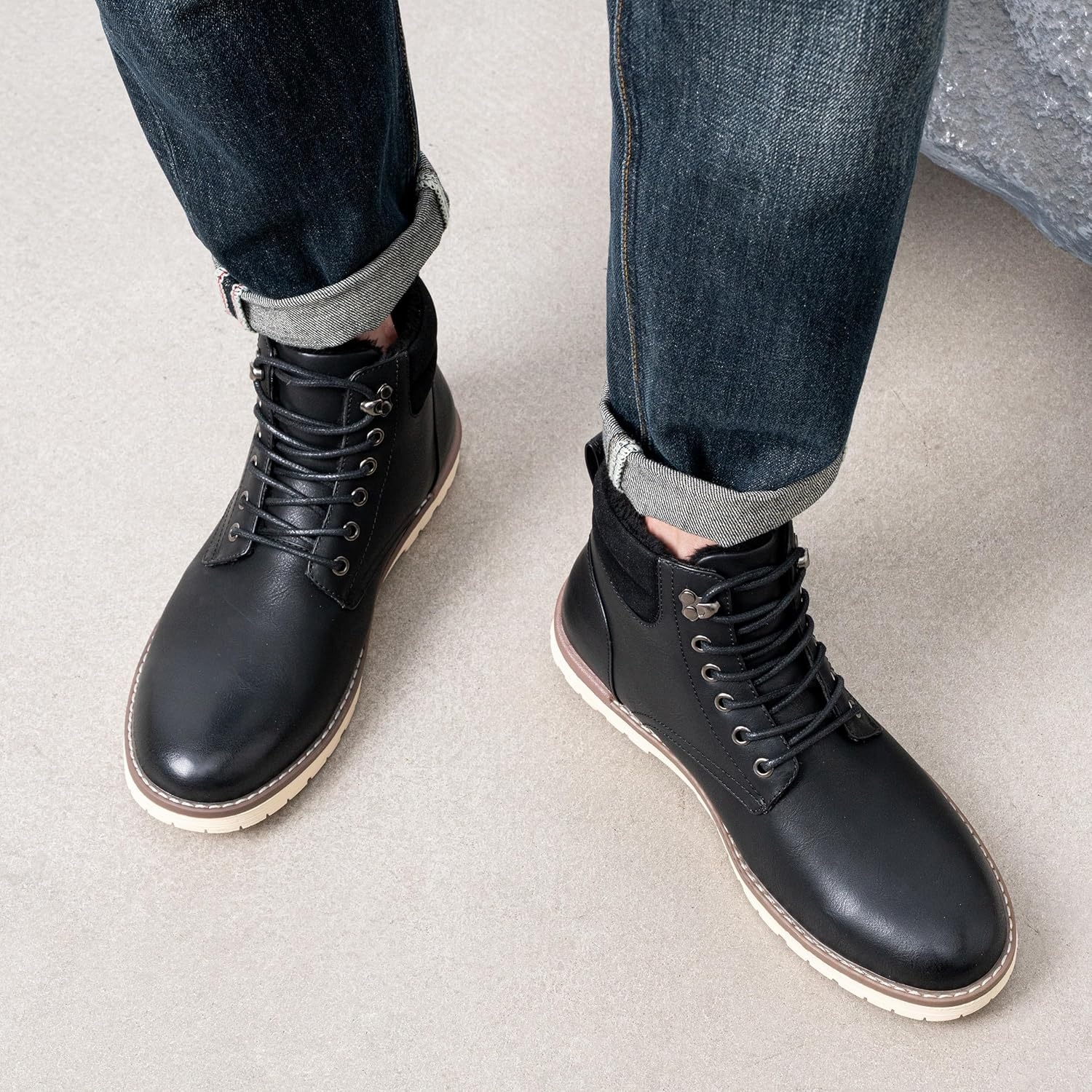 image:imageVostey Mens Hiking Boots Motorcycle Casual Chukka Boots for MenBmy670bblackcotton
