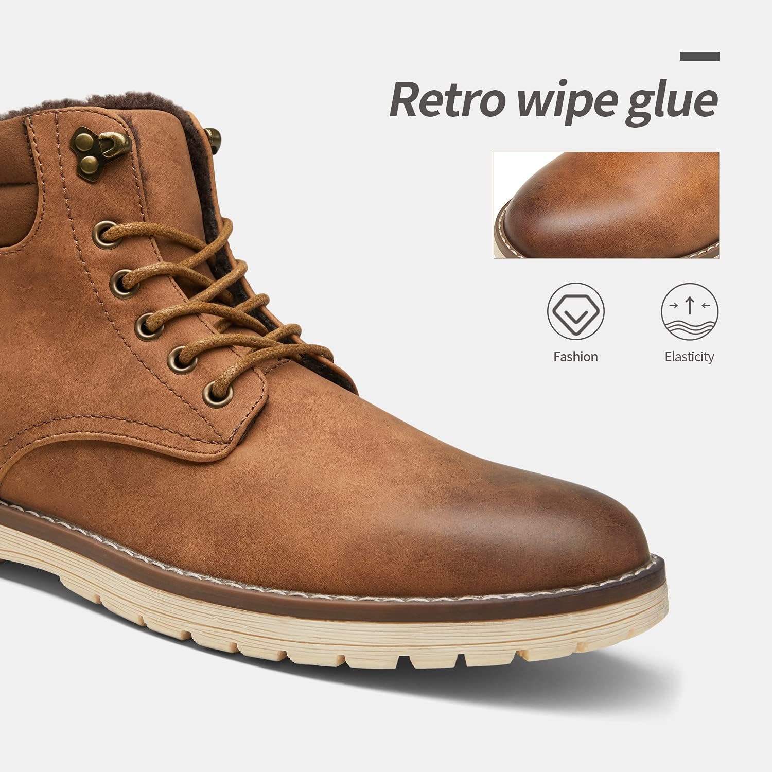 image:imageVostey Mens Hiking Boots Motorcycle Casual Chukka Boots for MenBmy670bbrown Cotton