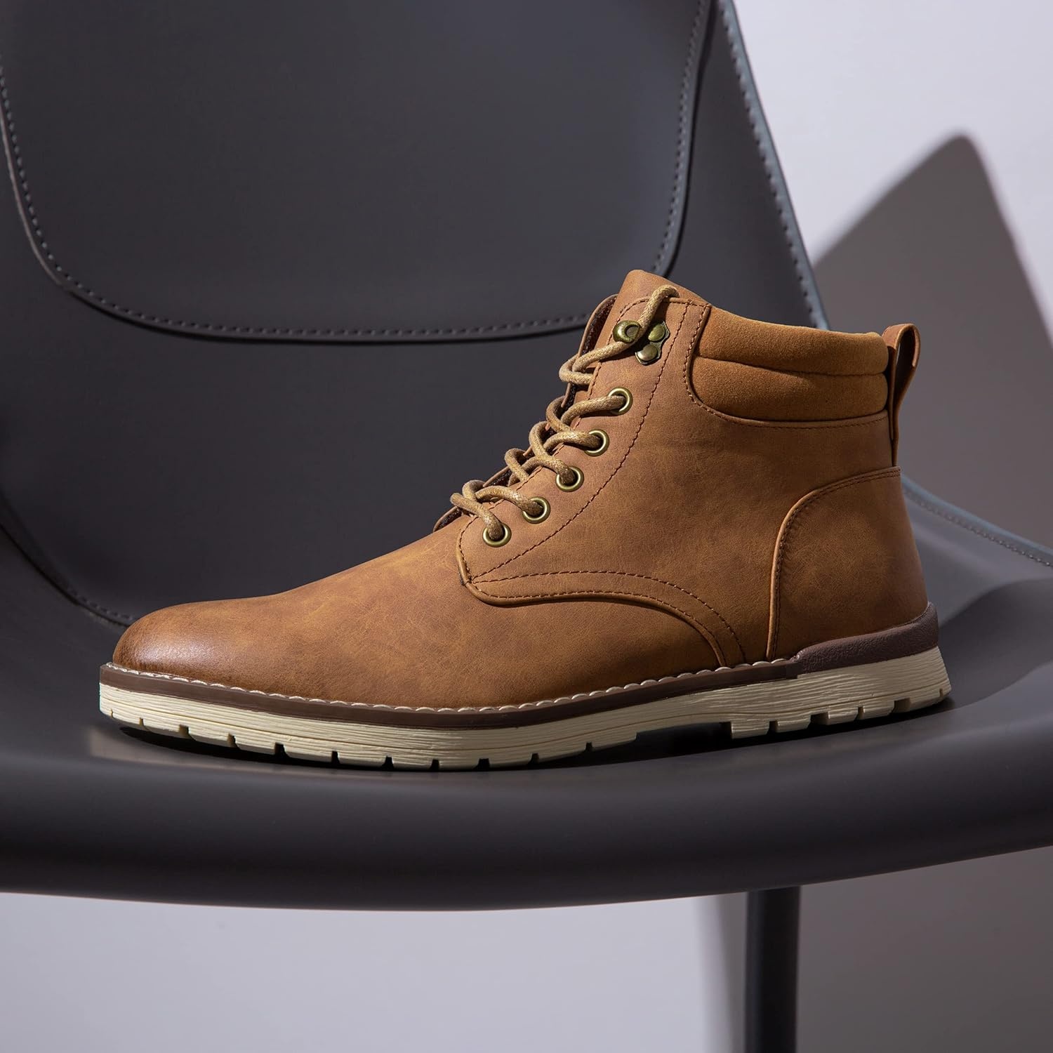 image:imageVostey Mens Hiking Boots Motorcycle Casual Chukka Boots for MenBmy670byellow Brown
