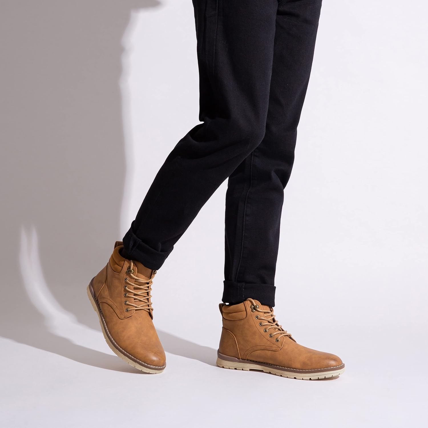 image:imageVostey Mens Hiking Boots Motorcycle Casual Chukka Boots for MenBmy670byellow Brown