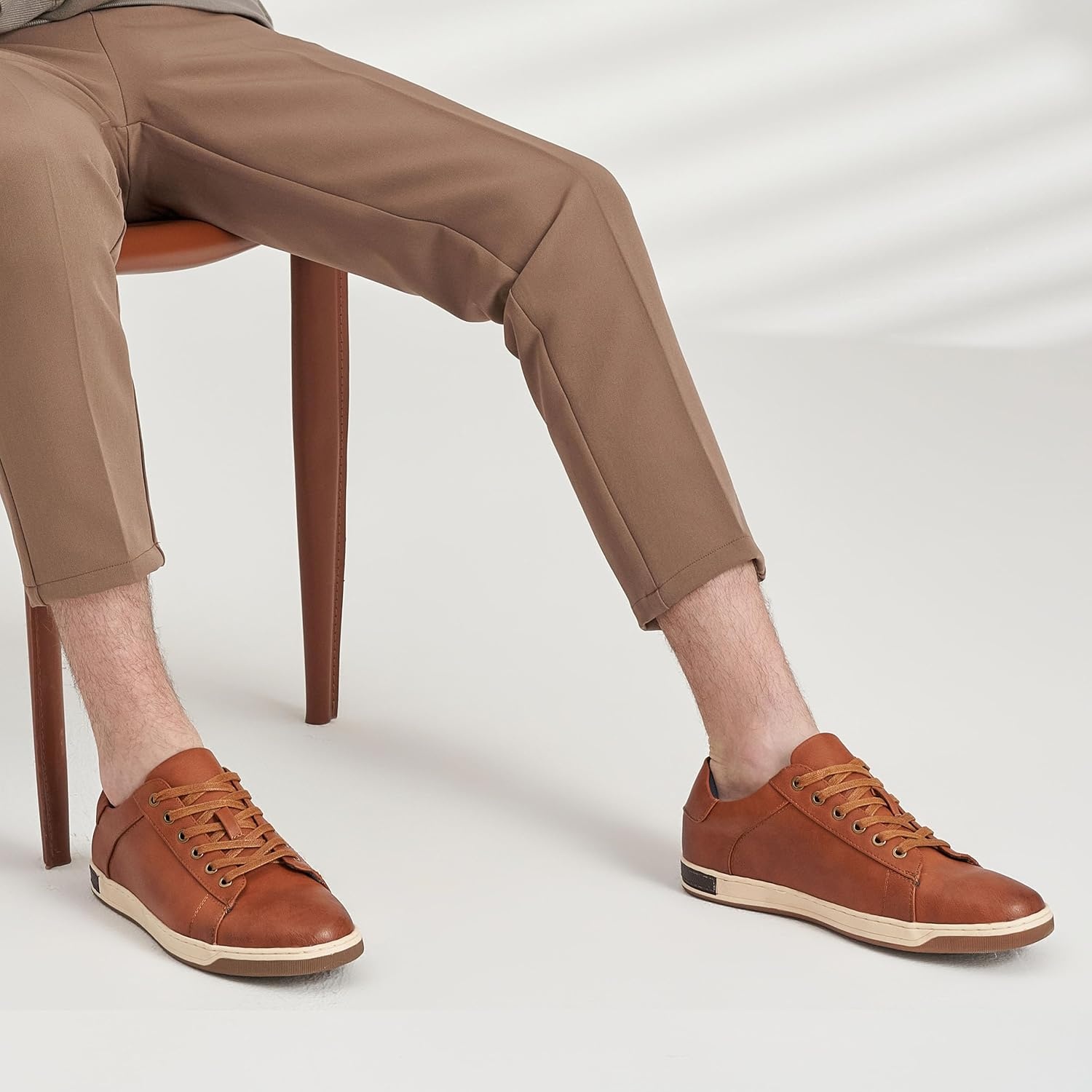 image:imageVostey Mens Sneakers Fashion Casual Shoes for Men Business Dress Sneaker Breathable Oxford ShoesB81q13yellow Brown