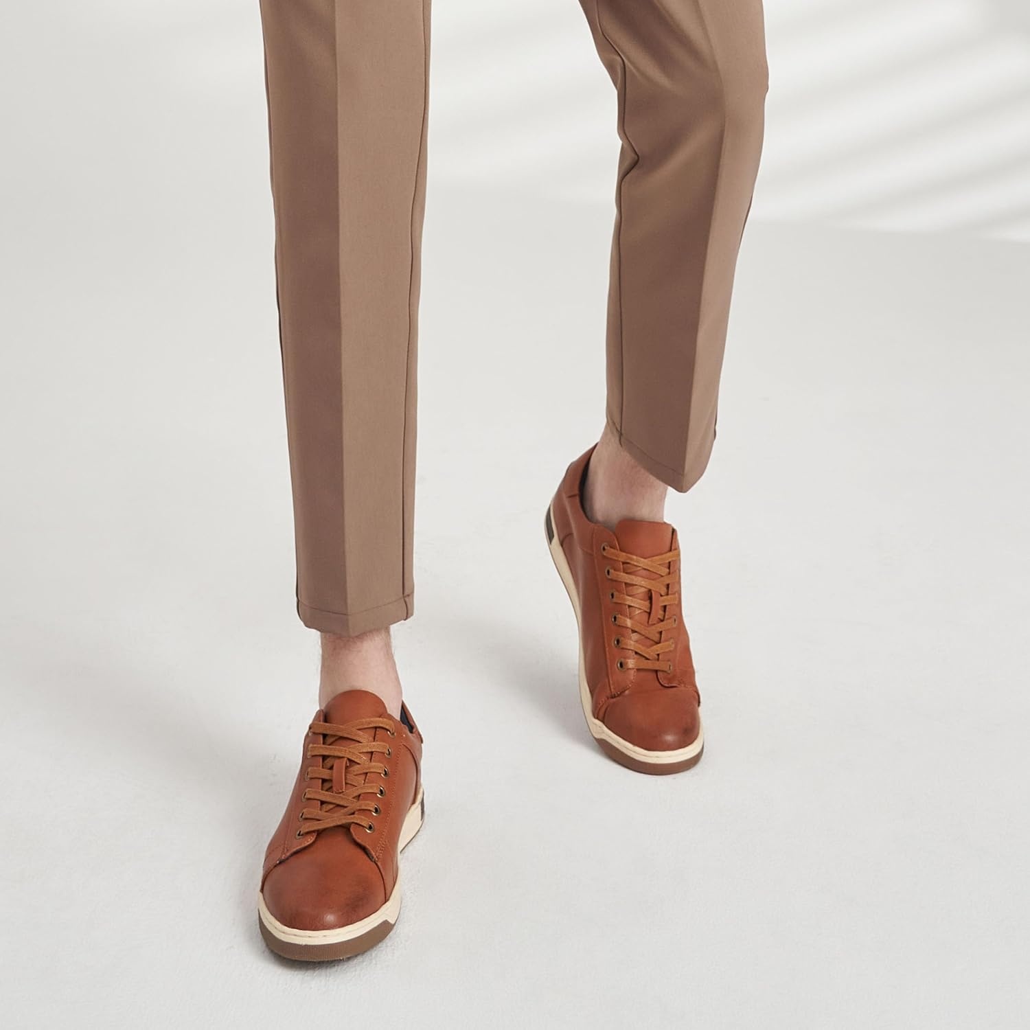 image:imageVostey Mens Sneakers Fashion Casual Shoes for Men Business Dress Sneaker Breathable Oxford ShoesB81q13yellow Brown