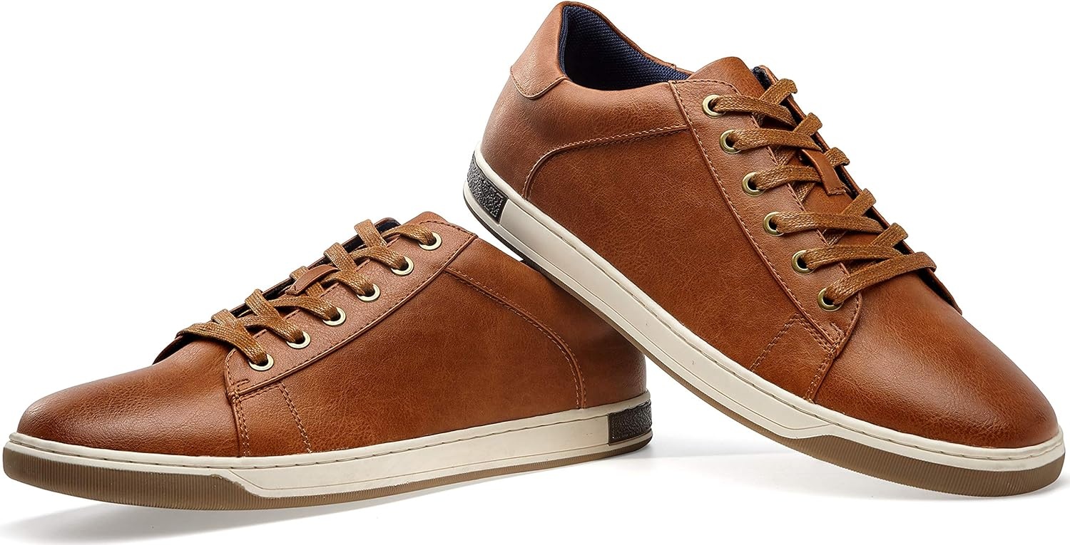 image:imageVostey Mens Sneakers Fashion Casual Shoes for Men Business Dress Sneaker Breathable Oxford ShoesB81q13yellow Brown