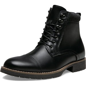 image:imageVostey Mens Boots Motorcycle Casual Boots for Men Zipper Fashion Chukka Boots Mens8200agenuine Leatherblack