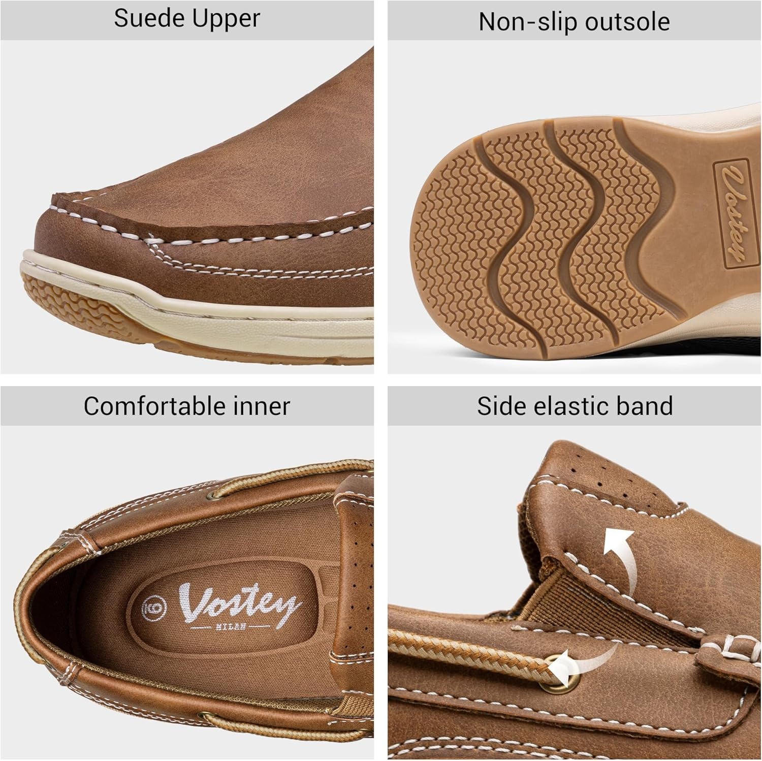 image:imageVostey Mens Loafers amp Slipons Casual Lightweight Boat Shoes Men3036adarkbrown