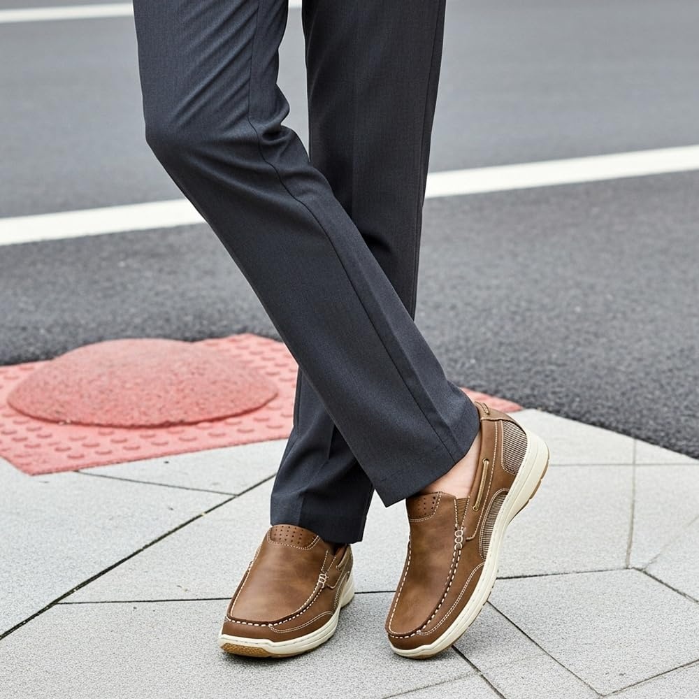 image:imageVostey Mens Loafers amp Slipons Casual Lightweight Boat Shoes Men3036adarkbrown