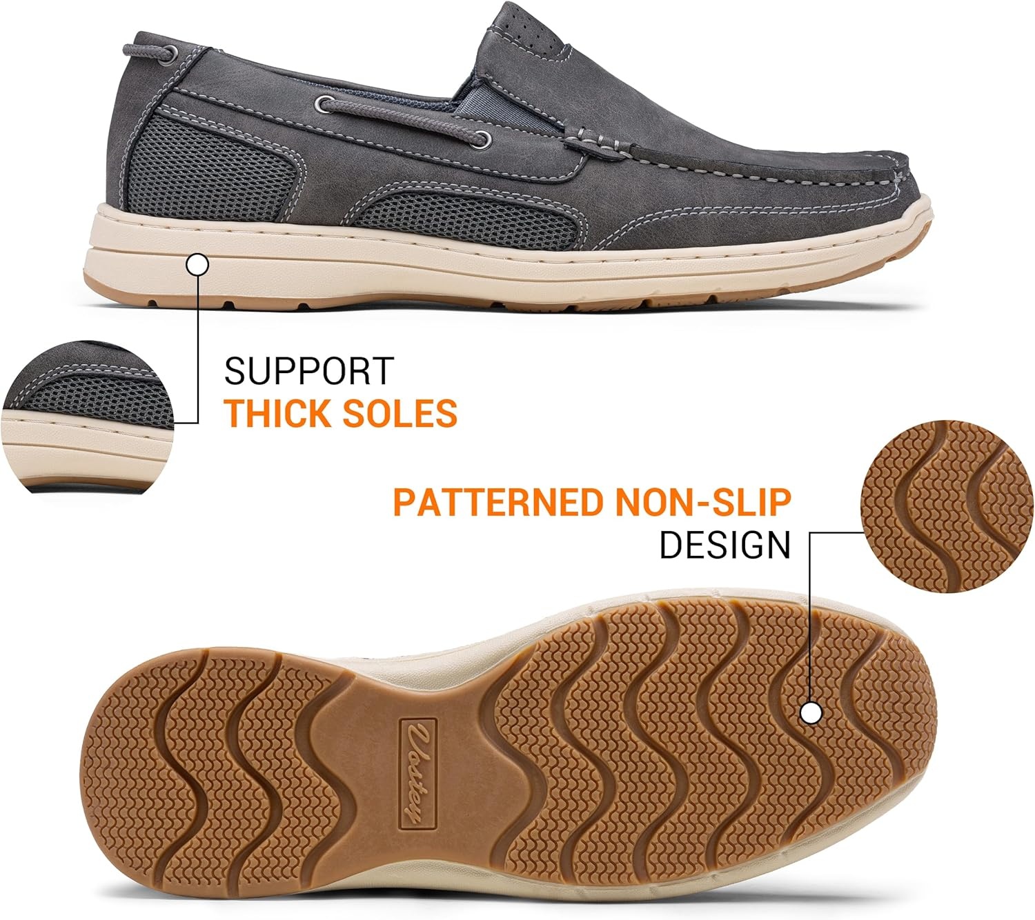 image:imageVostey Mens Loafers amp Slipons Casual Lightweight Boat Shoes Men3036agrey