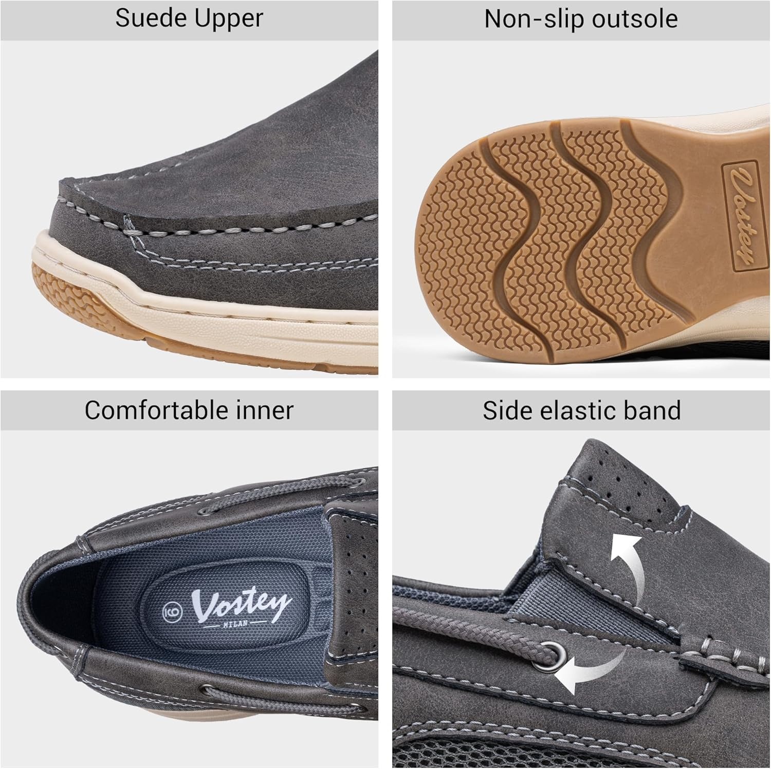 image:imageVostey Mens Loafers amp Slipons Casual Lightweight Boat Shoes Men3036agrey