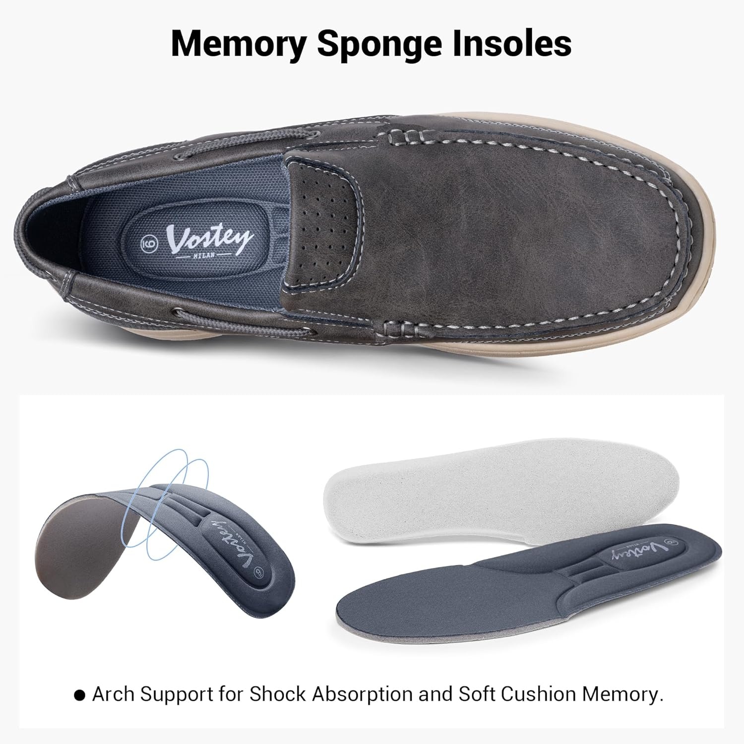 image:imageVostey Mens Loafers amp Slipons Casual Lightweight Boat Shoes Men3036agrey